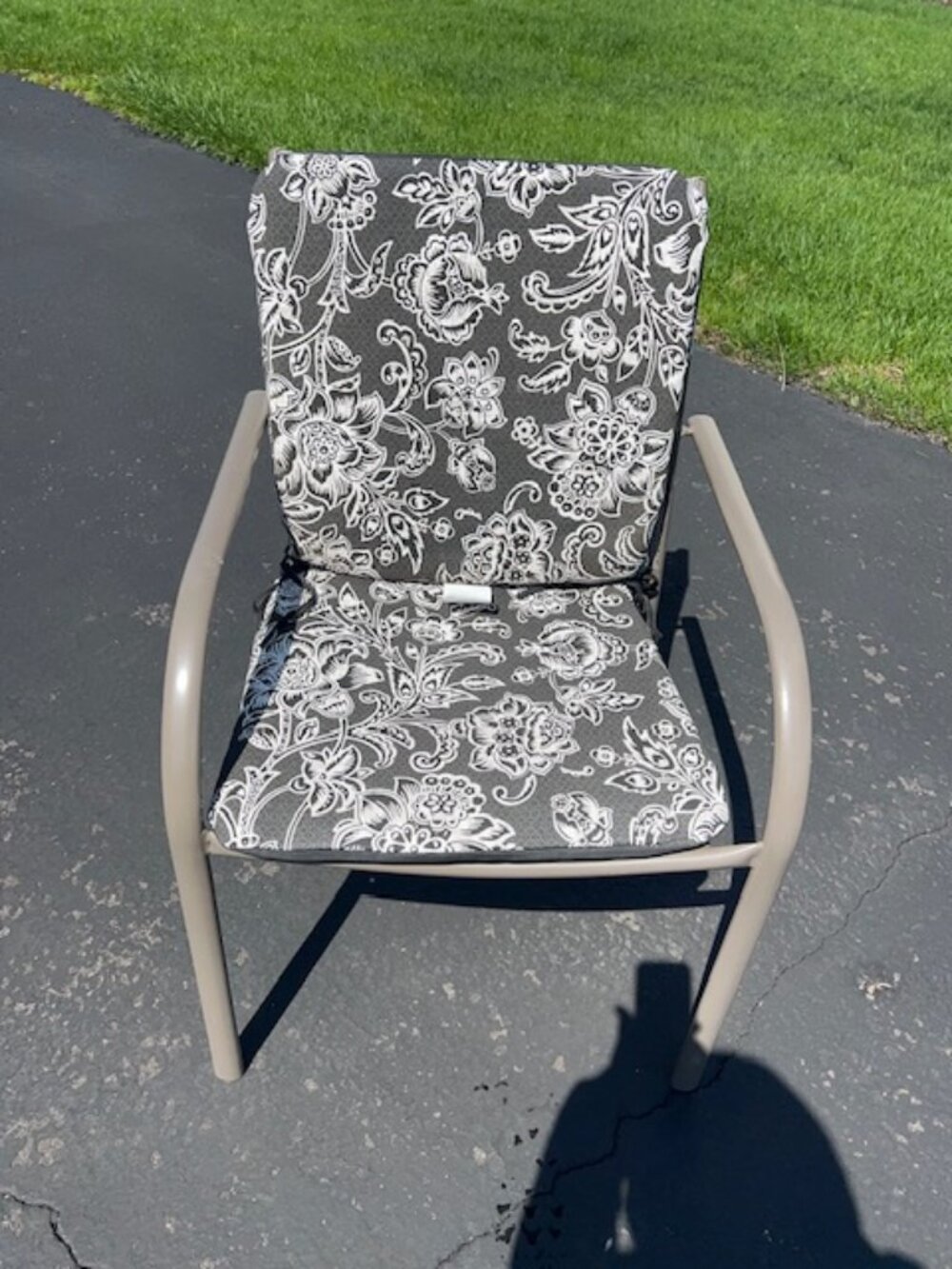 2- 19" Reversible Chair Cushions, black & white print New from Lowes, washable